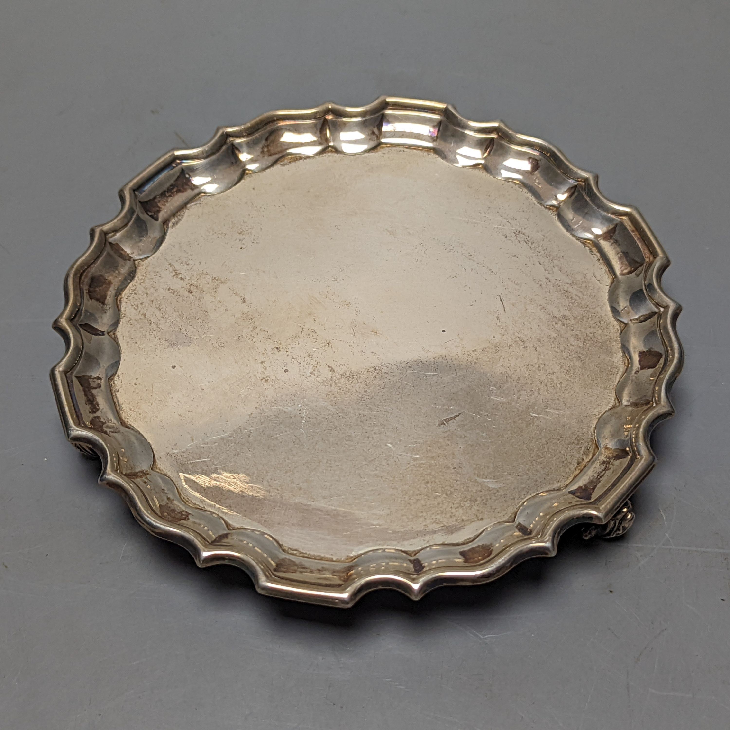 A late Victorian silver waiter, Thomas Bradbury & Sons, London, 1893, 15.8cm, 5.5oz.